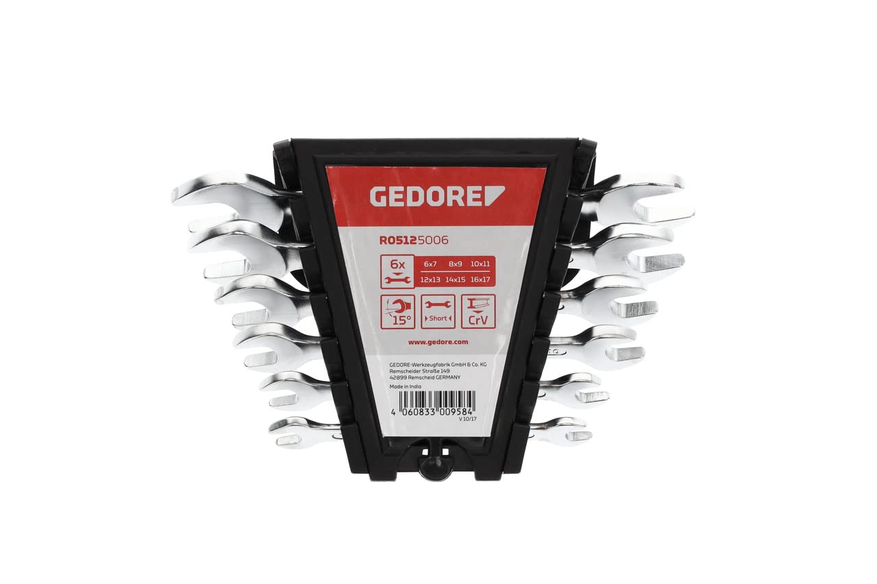 GEDORE red Double open-end spanner set, 6-pc. Set, AF 6-17 mm, Metric, Short, Spanner set, R05125006