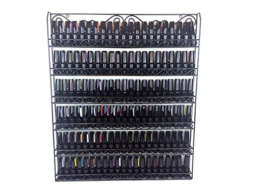 Pana 100% Professional Wall-Mounted BLACK Metal Frame Nail Polish Display Rack Organizer - Holds Up to 100 Bottles - Perfect for Gift Home Salon Office Use