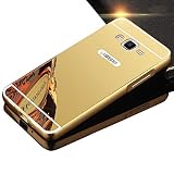 Samsung Galaxy Grand Prime Case,DAMONDY Luxury Metal Air Aluminum Bumper Detachable + Mirror Hard Back Case 2 in 1 cover Ultra-Thin Frame Case For Samsung Galaxy Grand Prime G5308 G530H (Gold)