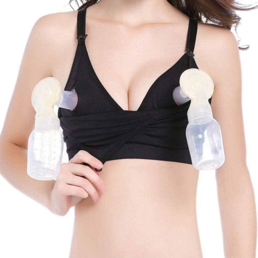 Ukallaite Women's Bra&Maternity Hands Free Pumping Bra Wireless Padded Breastfeeding Nursing Underwear
