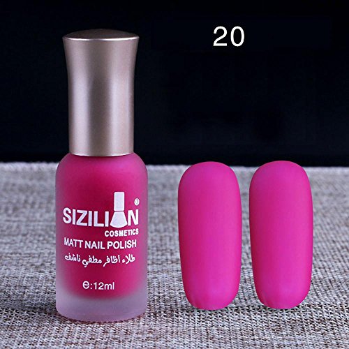 Matte Dull Nail Polish XUANOU 12ml Fast Dry Long Lasting Nail Art Matte Nail Polish Gel (Hot Pink #2)