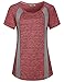 Hibelle Yoga T Shirt, Ladies Activewear Scoop Neck Casual Clothes Lightweight Fitness Gym Running Sports Daily Wear Holiday Comfy Loose Fit Crewneck Jersey Blouses Bordeaux Red XL