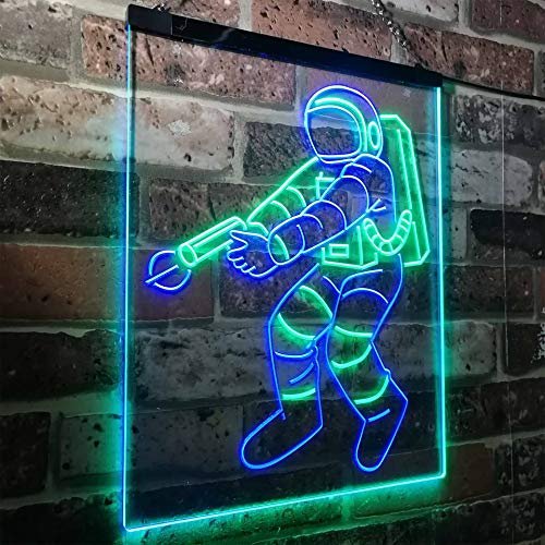 ADVPRO Astronaut Space Rocket Shuttle Kid Room Dual Color LED Neon Sign Green & Blue 8.5" x 12" st6s23-i3136-gb - Thumbnail 3