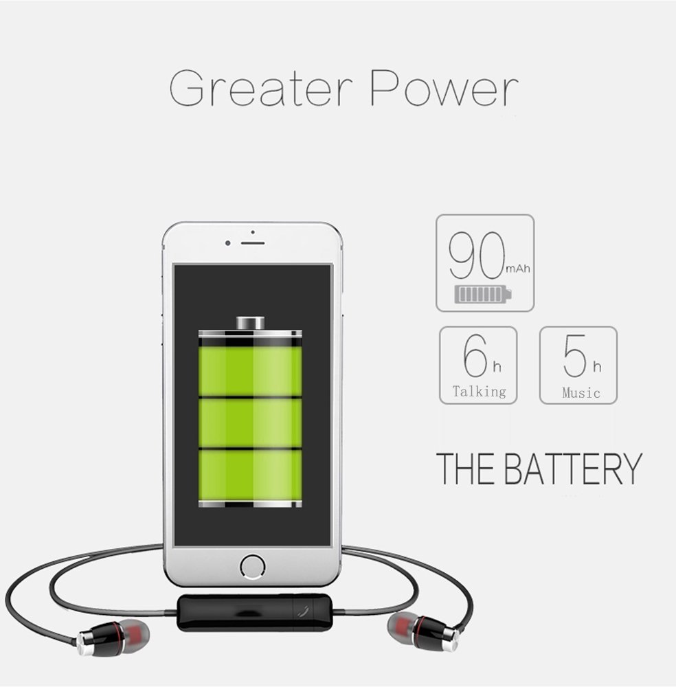 Bluetooth Headphones, Wireless Earphones with Noise Cancelling Microphone, Sweatproof in-ear Earbuds Stereo Sport Headset For Iphone 5 5s 6 6s 7 plus Samsung Galaxy s7 s6 edge Android IOS phone