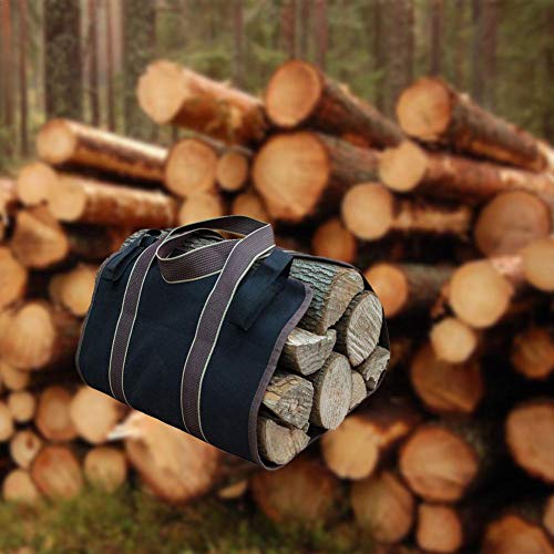 Portable Firewood Storage Bag,Canvas Log Carrier Bag Logging Bag Wood Finishing Package - Thumbnail 2