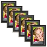 Icona Bay 4x6 Picture Frame (6 Pack, Black), Black Photo Frame 4 x 6, Composite Wood Frame for Walls or Tables, Set of 6 Lakeland Collection