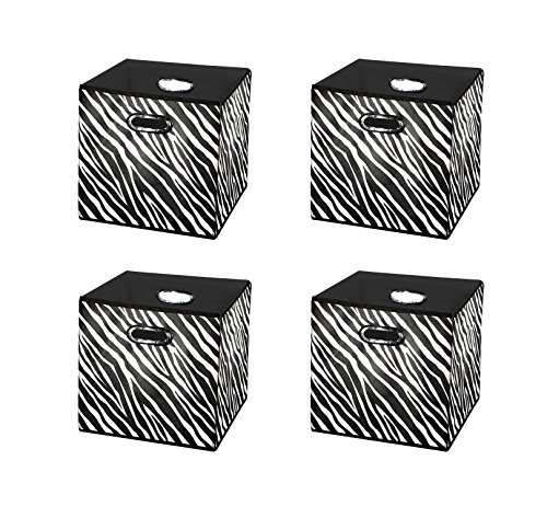(6 Pack, ZEBRA) Storage Bins (Large), Containers, Boxes, Tote, Baskets| Collapsible Storage Cubes For Household Organization | Plastic Dual Handle | Storages Drawer … (6PK, Zebra Large)