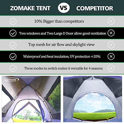 ZOMAKE Instant Tents for Camping 2 3 Person Waterproof Dome Tent with