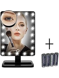 [New Version] Makeup Mirror, FLYMEI Touch Screen 20 LED Lighted Vanity Mirrors with Removable 10x Magnifying Mirrors, Include AA Batteries (4 Pack)