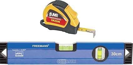 FREEMANS Ikon 5m:19mm Measuring Tape + 30cm Basik Spirit Level