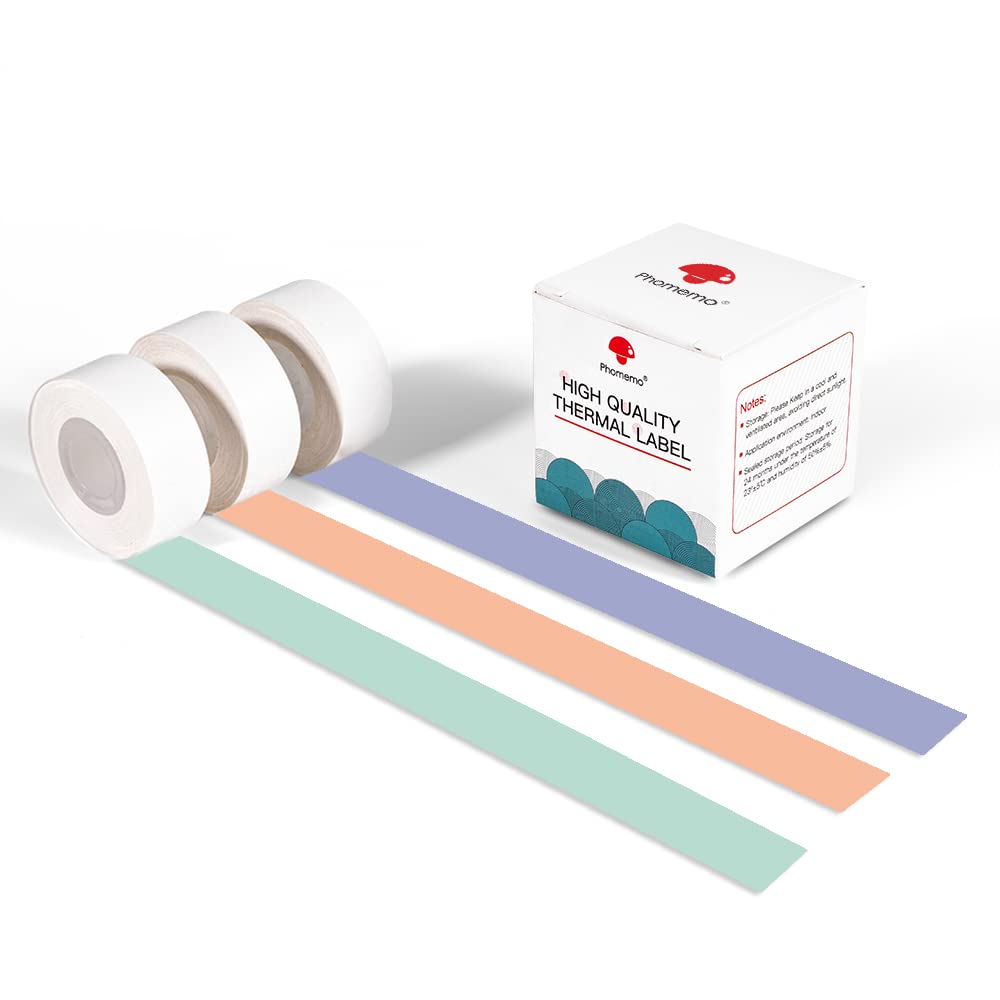 Phomemo D30 Continuous Label Tape - Green Purple Orange Label Tapes, 3 Rolls