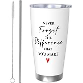FQWXXBV Thank You Gifts Tumbler with Lid and Straw, Stainless Steel Vacuum Insulated Coffee Cup Double Wall Travel Mug,Never Forget The Difference You Make Tumbler 20oz