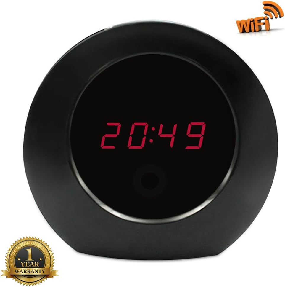 WiFi Hidden Camera Wireless Alarm Clock Full HD 1080P Motion Detection Activated Nanny Spy Security Cam Video Remotely Monitoring for Home Surveillance