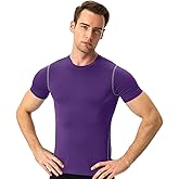TopTie Men's Compression Short Sleeve T-Shirt, Workout Sports Top, Athletic Base Layer Shirt