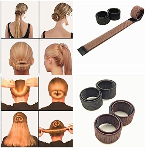 LAUREN STORE, 1pc BLACK Hair Bun Updo Wrap Snap Fold DIY Hair Accessory Styling Tool (Black)