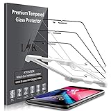 LK (3 Pack) Screen Protector for iPhone 7 and iPhone 8 Tempered Glass (Easy Installation Tray) Case Friendly, 9H Hardness HD Clear, Bubble Free