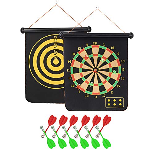 VENSEEN Magnetic Dart Board Games for Adults and Kids, Double-Sided Dartboard Set with 12 Safe Large Suction Darts. Suitable Indoor and Outdoor Games for Family Gatherings - Thumbnail 6