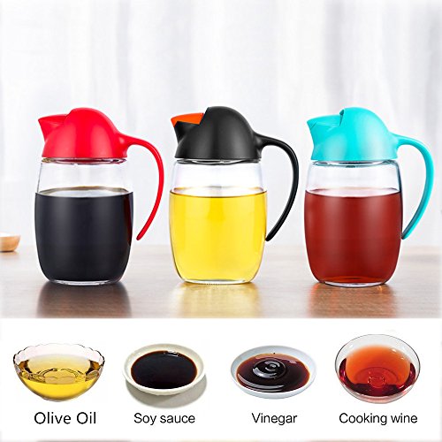 Olive Oil Dispenser Bottle with Automatic Cap 21oz Glass Oil and Vinegar Dispenser Bottle for Kitchen, No Drip Condiment Dispensing Cruet Container with Precise-Pour Spout Lovely Penguin Design(Green) - Thumbnail 5