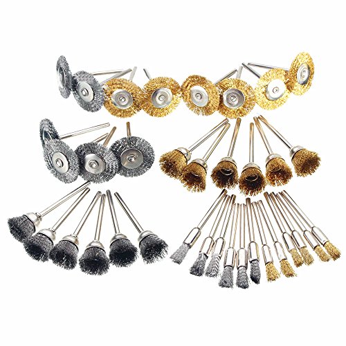 36 PC Brass Wire Wheel Brushes for Dremel Accessories Rotary Tools Polish Clean - Thumbnail 4