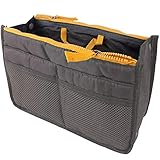 Potelin Women's Handbag Organiser, Travel Thicken Double Zipper Organizer Wash Bag (Grey)