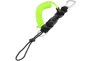 YUNNLEZT Scuba Diving Lanyard, Stainless Steel Diving Spring Coiled Lanyard Clip with Webbing Strap Quick Release Buckle, Great for Scuba Diving, Flashlights, Cameras