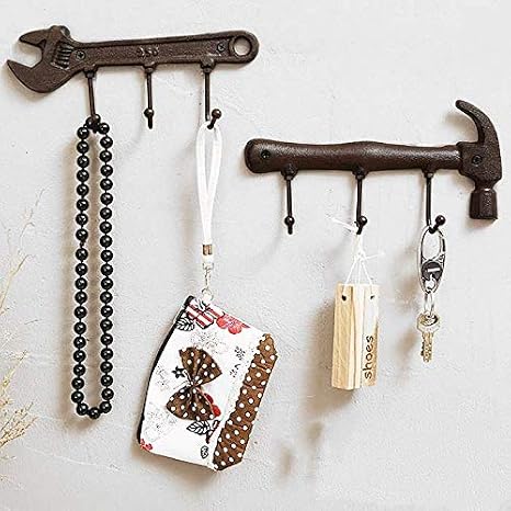 Amazon Co Jp 壁掛けフック ウォールフック 壁掛け収納 収納 壁掛け フック 小物 鍵 鍵入れ 見せる収納 掛ける 北欧 インテリア おしゃれ かわいい 工具 レンチ トンカチ ハンマー アンティーク 新生活 引越し おしゃれ部屋 リビング 玄関 キッチン メンズ 鍵フック