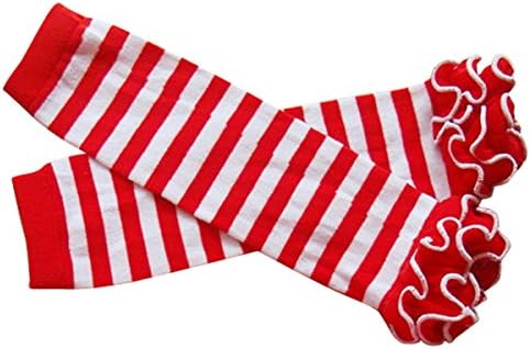 Aivtalk Little Princess Toddler Kids Ruffles Design High Stockings Leg Warmers Red And White Strip
