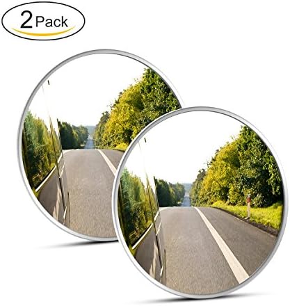 Blind Spot Mirror, SASUM Pack of 2, 2" Round Mirror Convex Stick On Adjustable ABS Electroplate Rust Resistant for Cars, SUVs, RVs, etc
