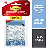 Command Mini Hooks Value Pack, Clear, 18-Hooks (17006CLR-18ES)