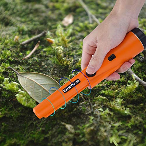 PinPointer Metal Detector, Fully Waterproof Scanning Unearthing Treasure Finder, 360° Side-scan Treasure Pinpointing Finder Probe with Belt Holster for Adults and Kids (Black) (Orange)