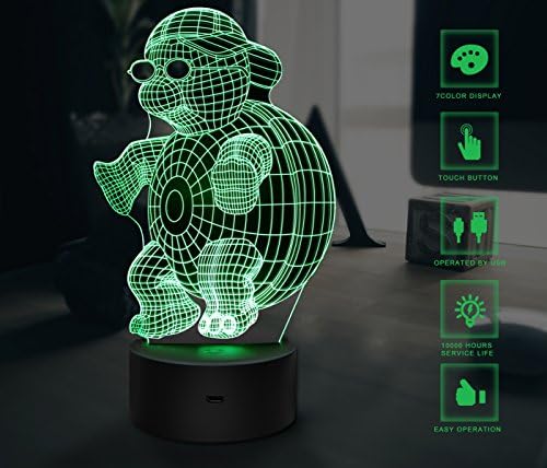 3D Night Light, Touch LED Lamp Decor, USB Powered 7 Colors Change Desk Lamp Table Light with USB Cable for Room Decor, Best Christmas Gift for Kids
