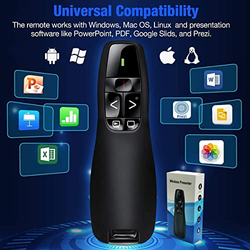 Gnker R400 Wireless Presenter, Red Laser Pointer PowerPoint Clicker | 2.4Ghz USB, Windows & Mac, for PowerPoint Keynote presentations