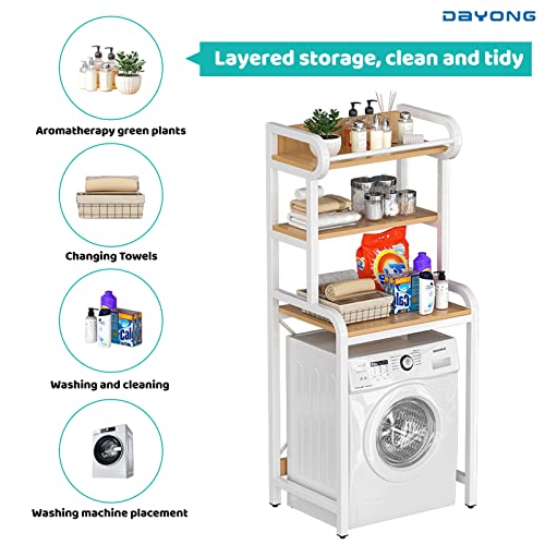 DAYONG Over Washing Machine Storage Rack, 3-Tier Laundry Organiser with Shelves, Bathroom Room Shelf, Shelving Units Clothes Dryers Shelf for Laundry Room, Balcony, Bathroom (White)