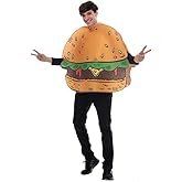 EraSpooky Adult's Hamburger Costume Halloween Funny Food Mascot Yummy Burger Costumes Men Women