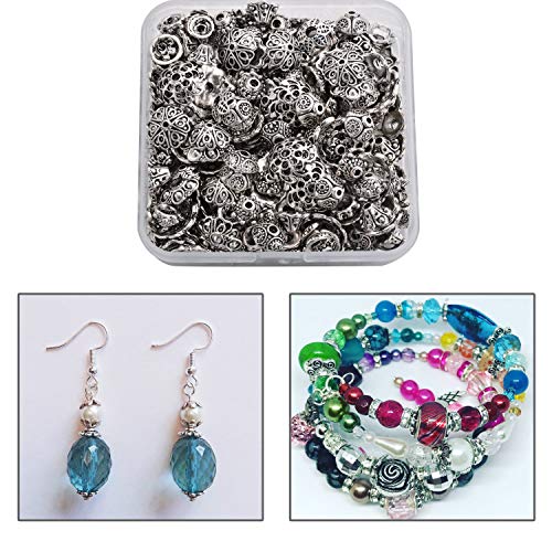 JEWMAY 300Pcs Tibetan Silver Bead Caps Metal Spacers Jewelry Findings Accessories for Bracelet Necklace Jewelry Making