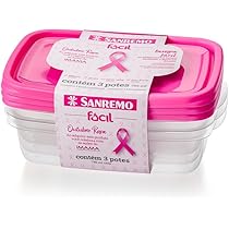 Sanremo - Conjunto com 3 Potes Plásticos Herméticos, Cores Mistas
