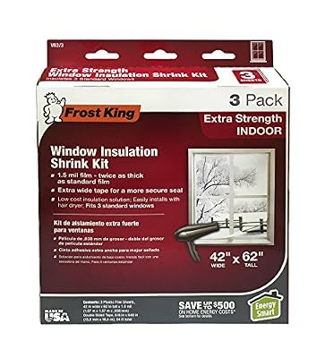 Frost King V83/3HD 42 x 62" Heavy Duty Shrink Window Kit for Standard Size Windows, Clear
