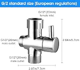 QUCUMER 3 Way Shower Diverter Valve Brass Chrome G1/2" Handheld & Fixed view 2