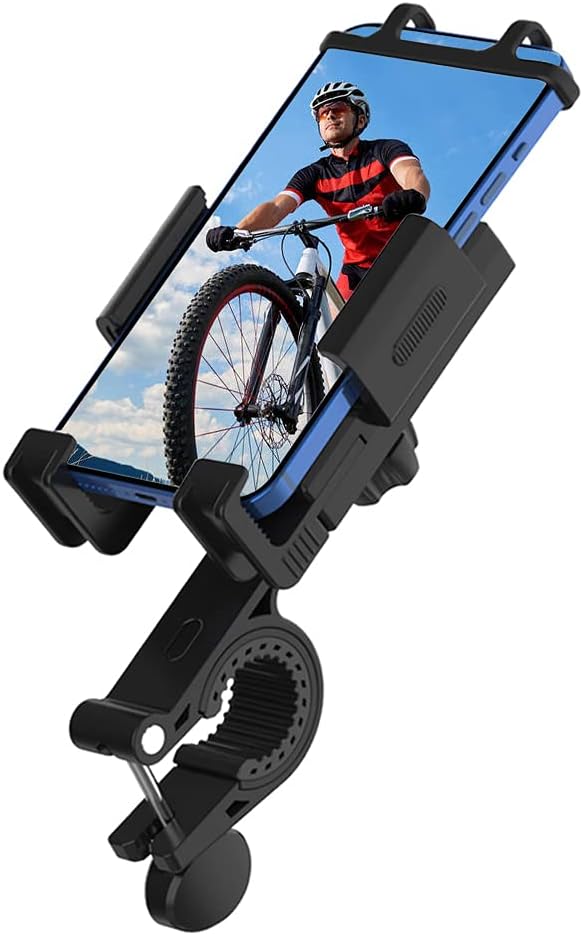 Bike Phone Mount Holder, 360°Rotatable Motorcycle Phone Mount, Universal Bike/Motorcycle Phone Stand on Handlebar Compatible with 4.7"-6.7" Phones, Tool Free Install