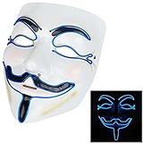 Scary Mask Halloween Light Up Mask EL Wire V for Vendetta Cosplay Led Costume Mask Fawkes Anonymous for Festival Parties