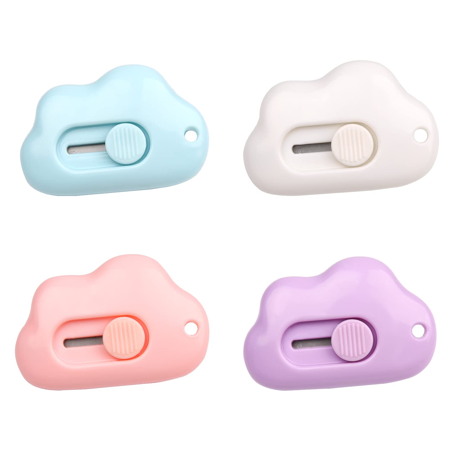 XNHIU 4 Pieces Shrink Letter Openers Mini Portable Paper Cutter Cute Cloud Shape Box Letter Openers for Letter Small Box Opening Paper Cutting DIY Crafts(Color1)