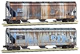 Micro-Trains MTL N-Scale 3-Bay Covered Hoppers AEX/Ex-GTW Weathered 2-Pack