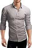 Grin&Bear Slim Fit men's striped shirt dress shirt, grey-white, M, SH553