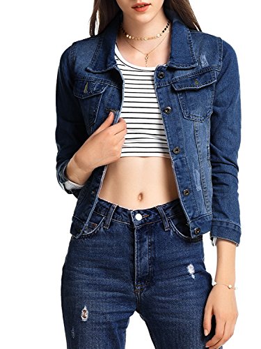 BeLuring Women's Long Sleeve Denim Jacket - Classic Jean Jacket For Casual Outfits