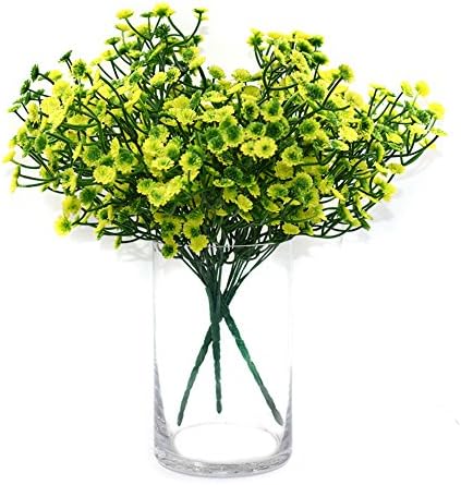 YEDREAM 3 PCS Artificial Gypsophila Flowers,Baby Breath Fake Flower Simulation Bouquets for Wedding Party Home DIY Hotel Table Decoration Garden(Green and yellow)