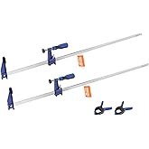 VEVOR Bar Clamps for Woodworking, 2-Pack 36 inch Opening, Lockable F-Clamp with 600 lbs Load Limit, 2-1/2 inch Depth, Cast Ir