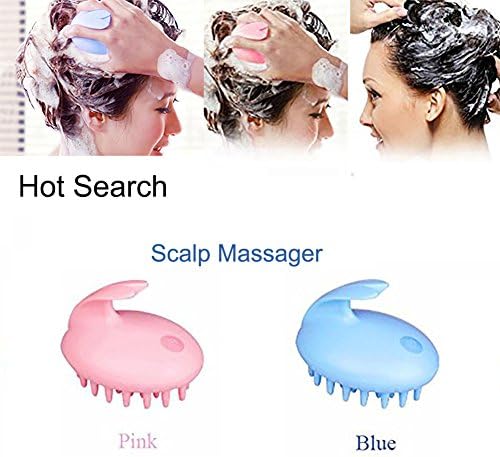 Hot Search Handheld Shampoo Massage Comb Scalp Massage Deep Clean Tool for Hair Growth Stress Relief Operated (Blue)