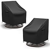 Mrrihand Patio Chair Covers, 2 Pack Outdoor Swivel Lounge Chair Cover, Heavy Duty Patio Rocking Chair Covers, Patio Furniture Covers Waterproof, 30" W×34" D×38.5" H, Black