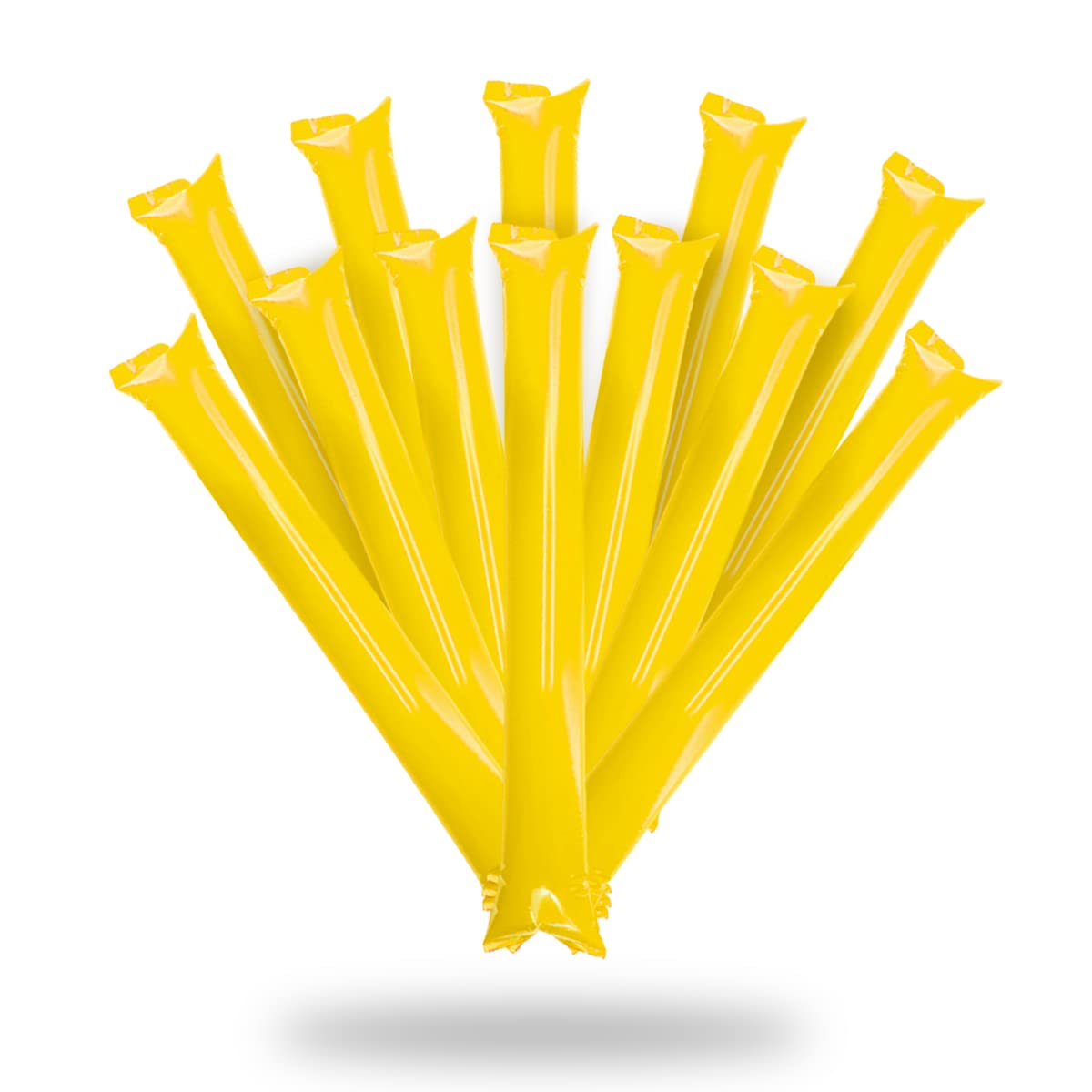 FUN FAN LINE - Pack 10 Reusable Inflatable Clapping Sticks | Loud Thunder Sticks for Parties Football and Events | Sports and Celebrations Party Favors | Bam Bam Noisemakers (Yellow)