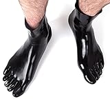 EXLATEX Unisex Latex Rubber Costumes Accessory Short Toes Socks (Large, Black)